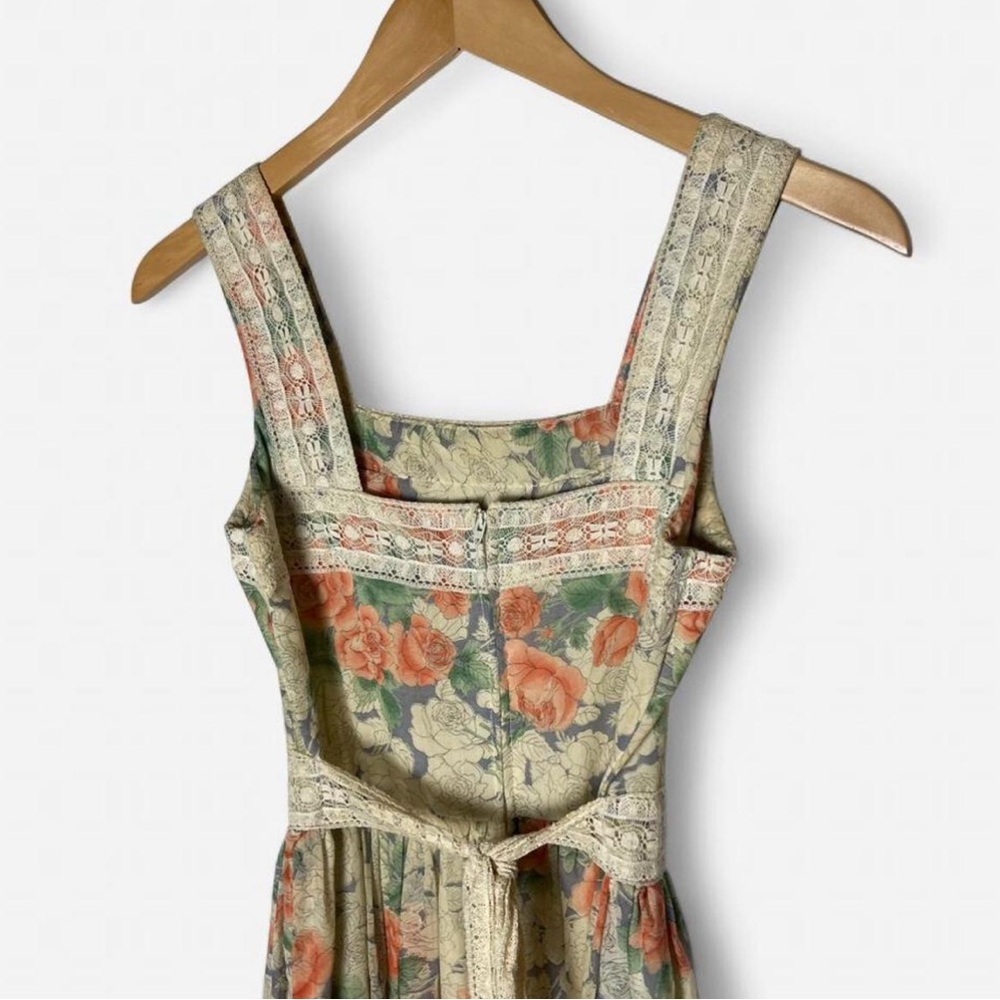 vintage ACT I 1970s square neck tiered floral maxi prairie cottagecore dress XS - Picture 5 of 9